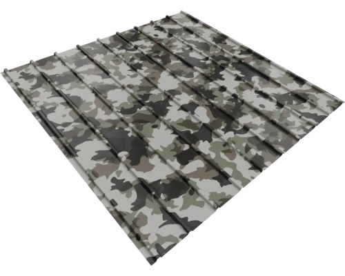 Tôle trapézoïdale en métal avec motif camouflage.