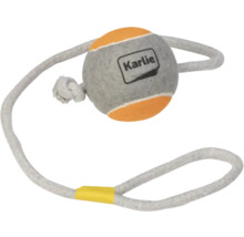 Jouet pour chien Karlie corde à lancer avec balle gris-orange et dragonne