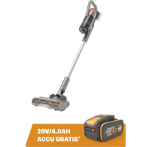 Worx Akku-Stielsauger mit motorisierter Bodendüse und gratis 20 Volt 4,0 Amperestunden Power Share Pro Akku.