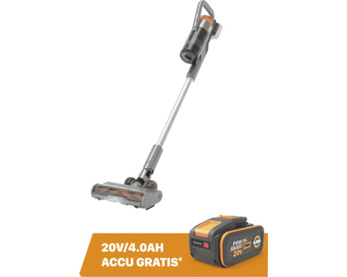 Aspirateur balai sans fil Worx avec brosse motorisée et batterie gratuite 20 Volts 4,0 Ampères-heures Power Share Pro.