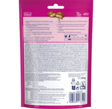 Dos de friandises Vitakraft pour chats, 180 grammes. Sans sucre ajouté, moins de 2 calories par pièce. Tableau de nutrition et Vitakraft Logo.
