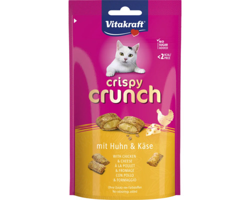 Friandise pour chat Vitakraft Crispy Crunch au poulet et au fromage, coussins croustillants avec cœur crémeux sans sucre ajouté