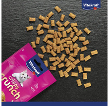 Logo Vitakraft, friandises pour chats Crispy Crunch en forme de coussins sans sucre ajouté et avec moins de 2 calories par pièce.