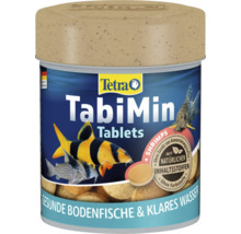 Tablettes Tetra TabiMin pour poissons de fond avec crevettes, ingrédients naturels, sans conservateurs ni colorants.