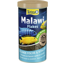 Nourriture Tetra Malawi Flakes pour cichlidés du Malawi avec 40 pour cent d'algues et des ingrédients naturels.