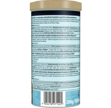 Vue arrière de la boîte de nourriture pour poissons Tetra Malawi Flakes, 200 grammes ou 1000 millilitres, aliment complet pour cichlidés d'Afrique de l'Est.