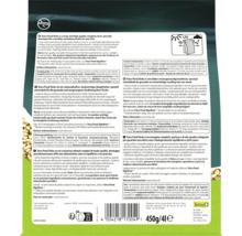 Dos de l'emballage de nourriture pour poissons Tetra Pond Sticks avec informations produit, protection contre les ultraviolets et Tetra Logo.