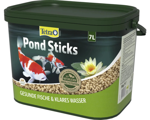 Nourriture Tetra Pond Sticks pour poissons de bassin en seau de 7 litres, ingrédients naturels pour des poissons sains et une eau claire.