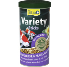 Nourriture Tetra Pond Variety Sticks en boîte, mélange 3 en 1 avec ingrédients naturels pour poissons sains et eau claire de bassin.