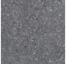 Carrelage en grès cérame aspect terrazzo en gris foncé avec des inclusions claires.