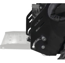 Klappbare Standplattform für einen Minidumper aus Metall.