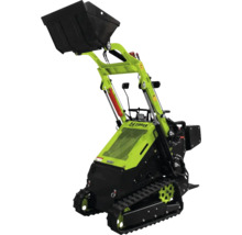 Zipper Mini-Raupendumper mit Frontschaufel und Kettenantrieb für Bauarbeiten.