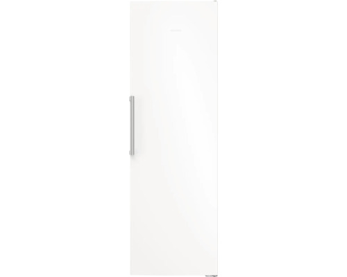 Réfrigérateur Siemens blanc avec poignée métallique verticale.