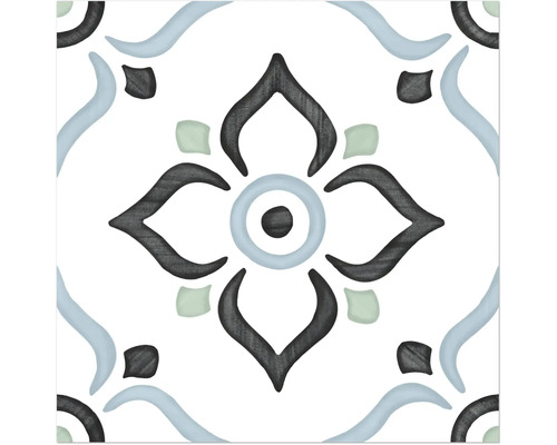 Fliese mit Ornamentmuster und floralem Motiv im Vintage-Stil