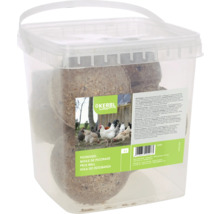 Kerbl Pickkugel für Hühner im Eimer mit 6 Stück, Ergänzungsfuttermittel für Geflügel aus Getreide und Saaten.
