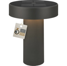Lampe de table solaire moderne anthracite avec socle strié et distinction German Design Award Winner 2026.