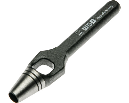 WGB Locheisen aus Metall mit hohlgeschliffener Schneide und seitlicher Auswurföffnung für präzise Stanzungen in weichen Materialien.