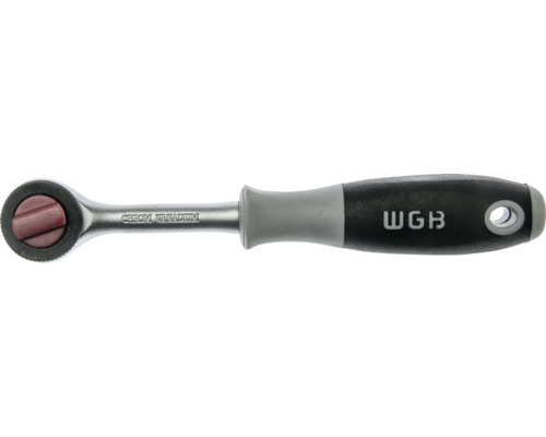 Cliquet réversible WGB en acier chrome-vanadium avec poignée ergonomique noire et grise.