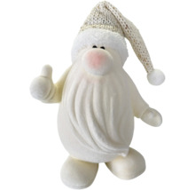 Weihnachtsfigur Weihnachtsmann aus Plüsch mit langem Bart und Strickmütze