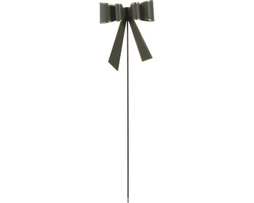 Gartenstecker aus Metall mit dekorativer Schleife.