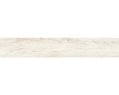 Revêtement de sol aspect bois clair avec grain fin et nœuds.