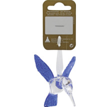 Kolibri-Anhänger aus Glas mit blauem Glitzer, Dekorationsartikel, kein Spielzeug, Geroma Logo.