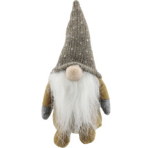 Weihnachtswichtel aus Stoff mit gestrickter Zipfelmütze und langem weissen Bart.