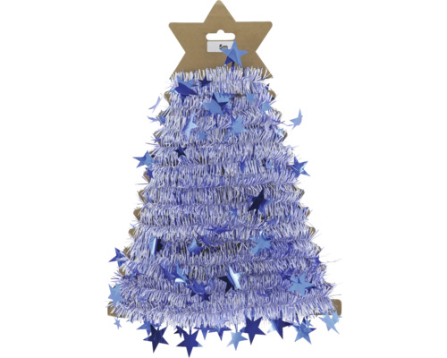 Blaue Weihnachtsgirlande mit Sternen, 5 Meter lang, auf sternförmigem Karton gewickelt.