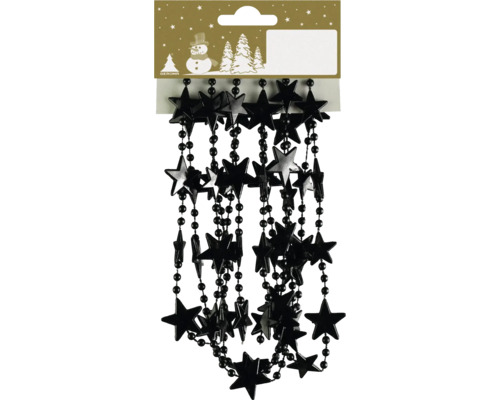 Schwarze Sternengirlande mit Perlen für die Weihnachtsdekoration.