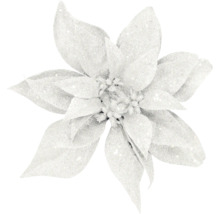 Weiße Weihnachtsstern-Dekoblume mit Glitzer für die Weihnachtsdekoration.