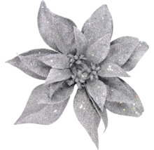 Künstliche Weihnachtsblume in Silber mit Glitzer