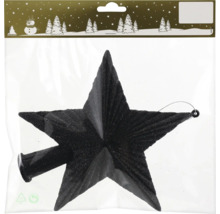 Christbaumspitze Stern in Schwarz mit Glitzer-Effekt aus Kunststoff.