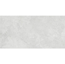 Wandfliese in Steinoptik mit horizontaler Rillenstruktur.