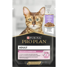 Purina Pro Plan Nassfutter für ausgewachsene Katzen Delicate Digestion mit Pute in Sauce, ohne künstliche Farbstoffe, wissenschaftlich fundiert, Beutel.