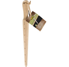 Plantoir FloraSelf en bois avec lanière en cuir et graduation gravée de un à sept pouces.