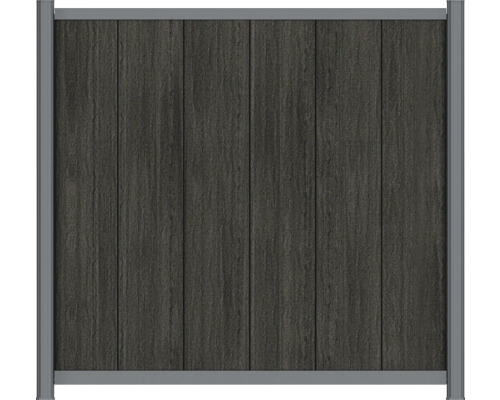 Panneau de clôture pare-vue en bois composite avec structure bois et cadre en aluminium anthracite