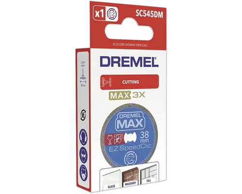 Disque à tronçonner diamanté Dremel Max EZ SpeedClic SC545DM pour couper le verre, la maçonnerie et le carrelage, diamètre 38 millimètres.