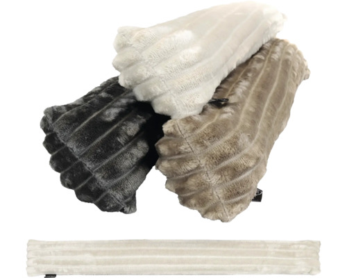 Bourrelet de porte en peluche douce avec structure nervurée en différentes couleurs.