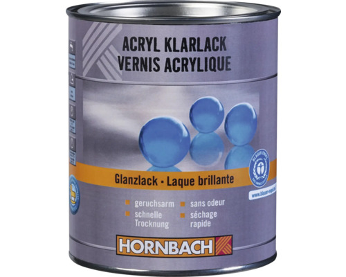 Vernis acrylique Hornbach brillant, à faible odeur, séchage rapide, convient aux jouets pour enfants et certifié Ange Bleu.