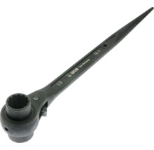 Clé à cliquet d'échafaudage WGB noire taille 19 en acier chrome-vanadium avec manche pointu.