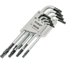 WGB Winkelschlüsselsatz für Torx-Schrauben in verschiedenen Größen in einem Kunststoffhalter.