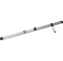 Rail d'arrimage type Airline en aluminium avec fixations et embouts pour la sécurisation du chargement.