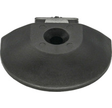 Patin de meuble noir en plastique avec trou de fixation.
