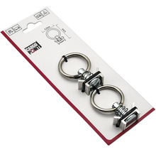 Deux anneaux de fixation Cargo Point en métal galvanisé pour rails, adaptés aux remorques et au camping, Cargo Point Logo.