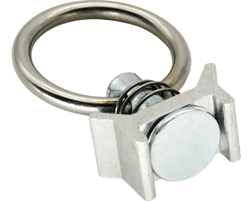 Point d'ancrage simple stud avec anneau en acier galvanisé pour rails aéronautiques.
