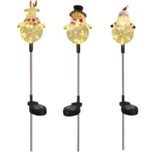 Solar-Gartenstecker 3er-Set mit Rentier, Schneemann und Weihnachtsmann, LED-Gartenbeleuchtung für Weihnachten.
