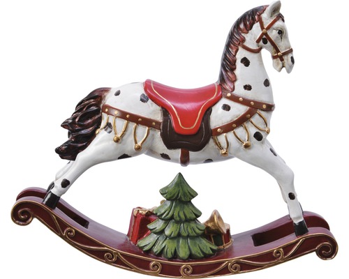 Cheval à bascule décoratif avec sapin de Noël et cadeaux pour la période de Noël