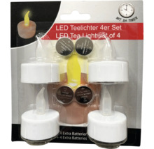 Weiße LED Teelichter im 4er Set mit 5 Stunden Timer Funktion und 4 zusätzlichen Lithium Batterien.