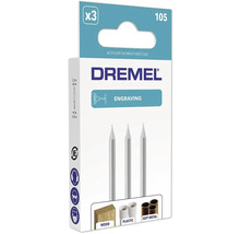 Fraise à graver Dremel 105 lot de 3 pour bois, plastique et métaux tendres avec un diamètre de 0,8 millimètre.