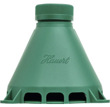 Piège à limaces vert en plastique avec Hauert Logo et bouchon à vis.
